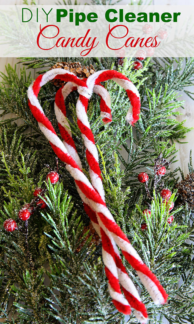 How to make pipe cleaner candy canes for Christmas decor. A super simple five-minute holiday craft even the kids will love making. 