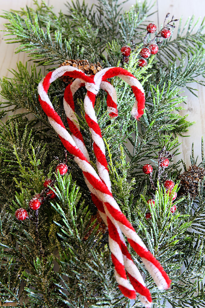 DIY pipe cleaner candy canes.