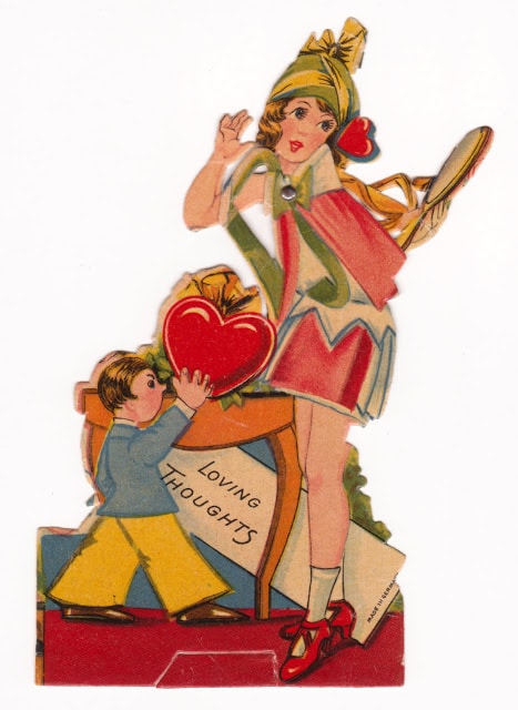 Vintage child's classroom Valentine with flapper girl