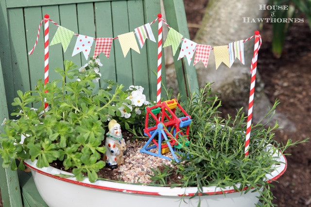 A super cute DIY circus themed fairy garden