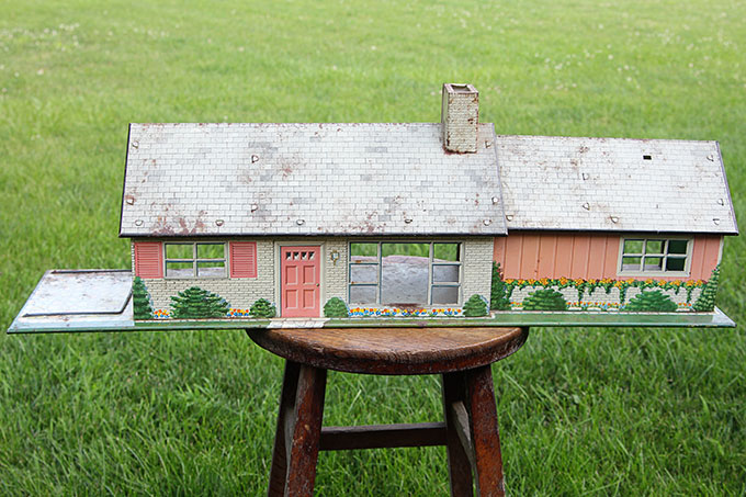 Vintage Tin Dollhouse Repurposed Into Birdhouse - House of Hawthornes