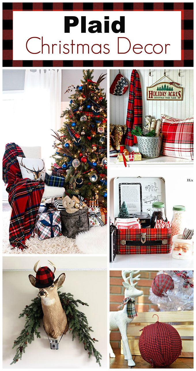 LOTS of unique ideas and inspiration for using plaid Christmas decor in your home for the holidays, including both buffalo check and traditional plaids.