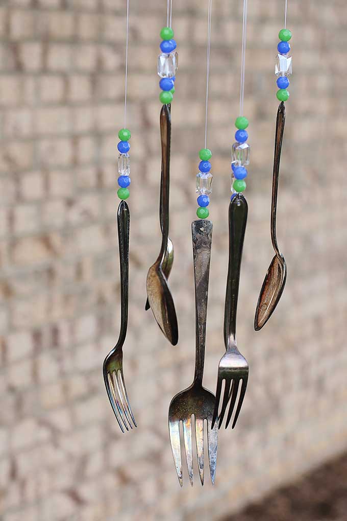 Wind chimes made with spoons and forks
