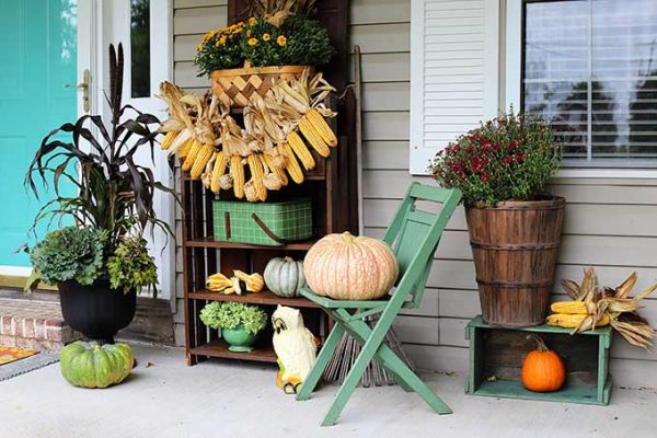 Simple Fall Porch Decorating On The Cheap - House of Hawthornes