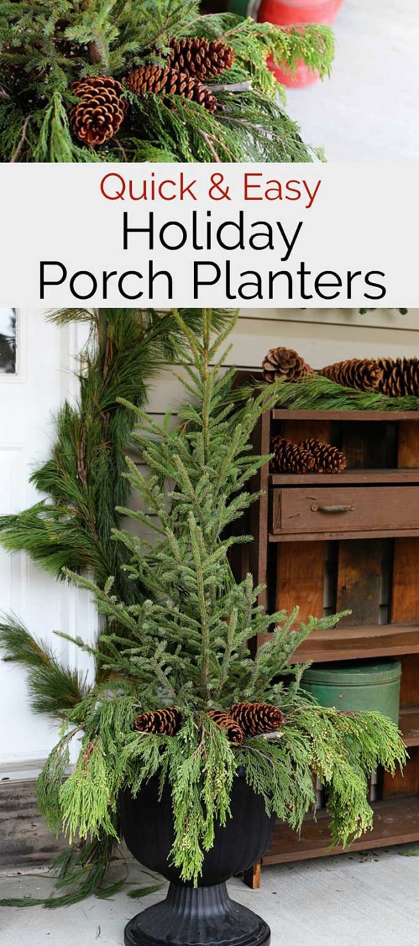 Easy Holiday Front Porch Planters - House of Hawthornes