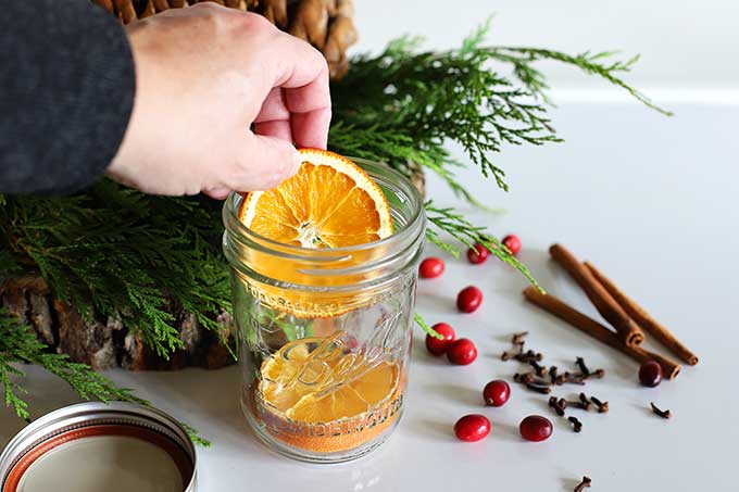 Homemade potpourri Christmas gift in a jar