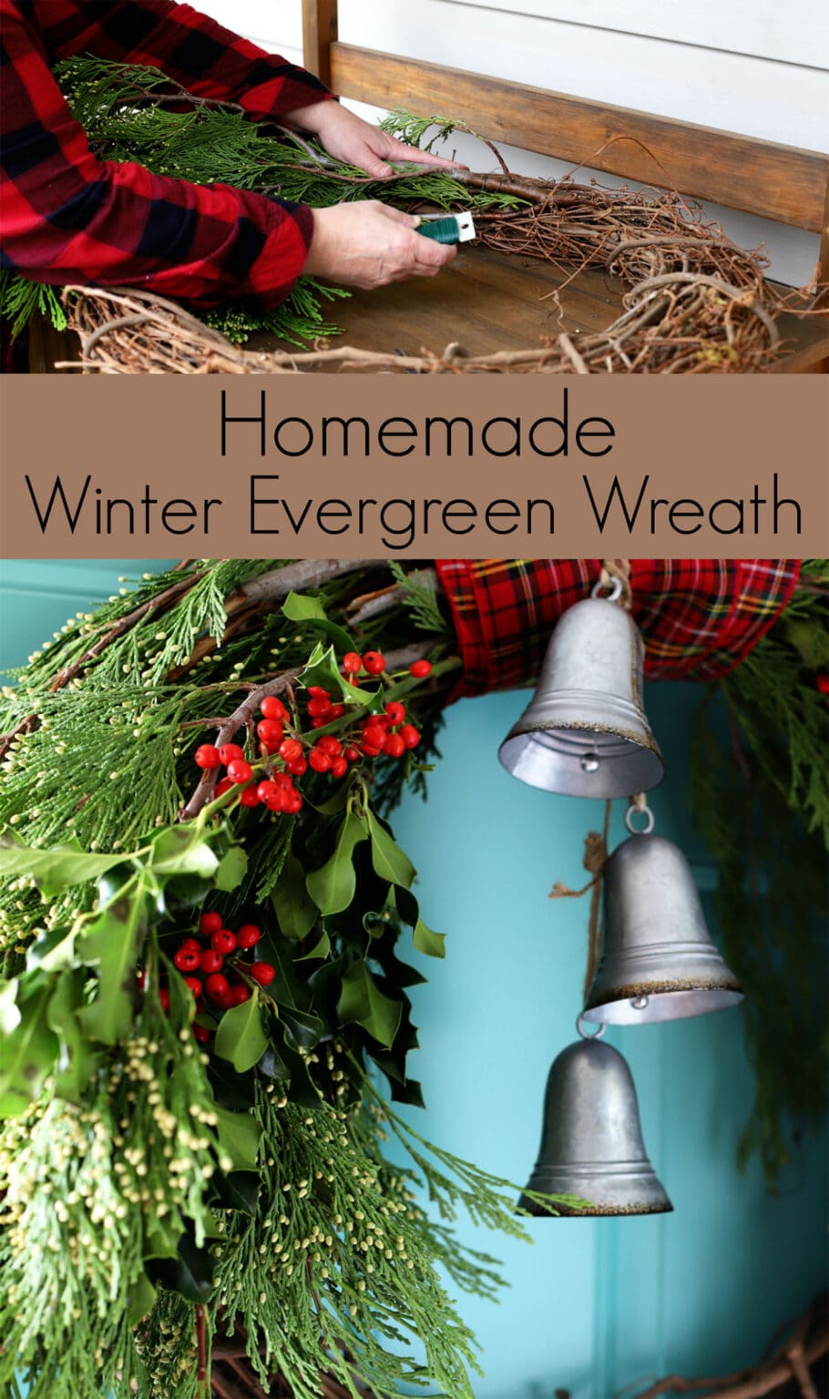 Homemade Winter Wreath with Fresh Evergreens - House of Hawthornes