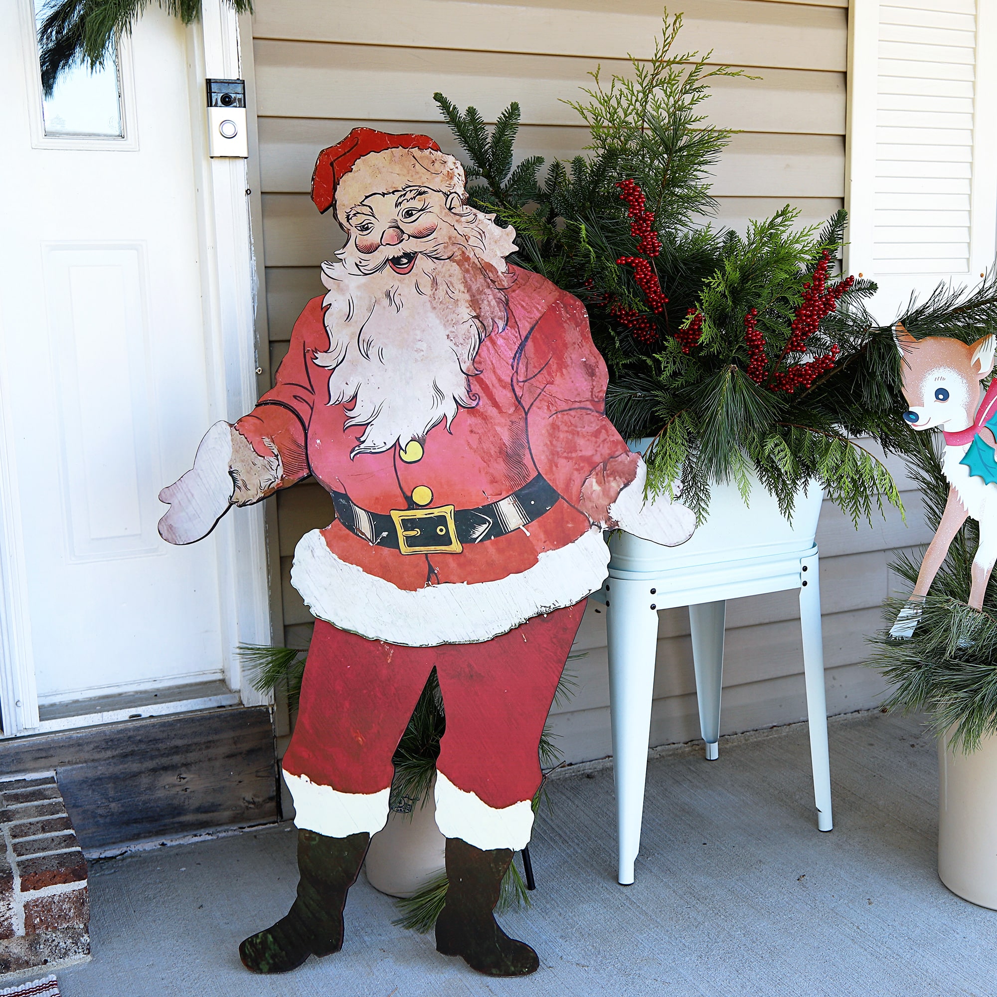 Santa Claus sign- Vintage Christmas- Old Fashioned Look- Christmas Yard  Decor- Vintage Santa- Outdoor Santa- christmas yard art- retro santa