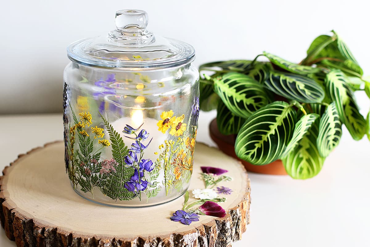 Books and decorative dried flowers in glass bottle Stock Photo by